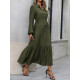 Female Spring Mid-Length Dress for Autumn: Chic Long-Sleeved, Gathered, Flowing Bohemian Floral Attire for Wedding Guests and Parties