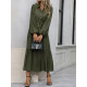 Female Spring Mid-Length Dress for Autumn: Chic Long-Sleeved, Gathered, Flowing Bohemian Floral Attire for Wedding Guests and Parties